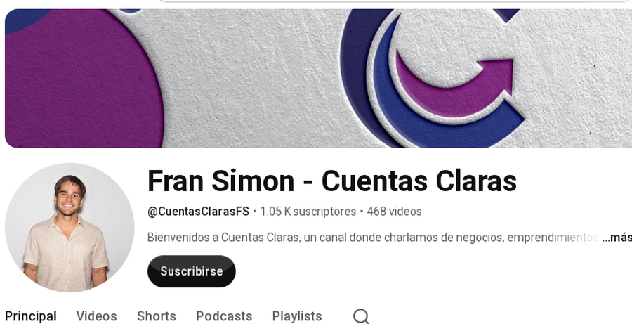 Perfil de YouTube de Cuentas Claras